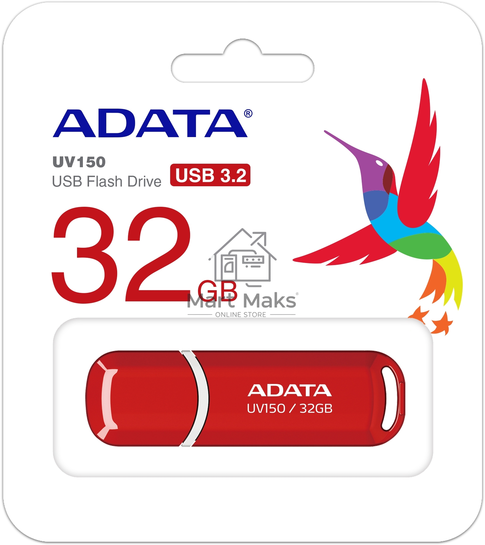 Флешка USB R/W ADATA Flash Drive 32Gb UV150 AUV150-32G-RRD USB3.0, Red