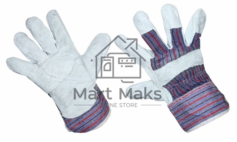 Перчатки спилковые (спилок + х/б ткань), кожевенный спилок класса АВ, материал подкладки 100 % х/б