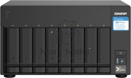 Сетевое хранилище без дисков SMB QNAP TS-832PX-4G 8-Bay NAS, AL324 64-bit quad-core 1.7GHz, 4GB DDR4 SODIMM RAM (up to 1x16 GB), 8 x 3.5