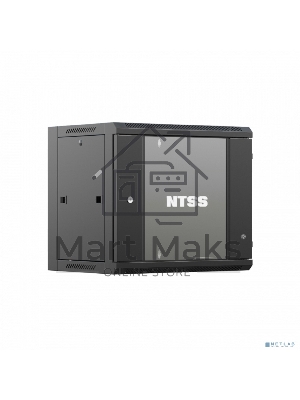 Шкаф коммутационный NTSS NTSS-W12U6060GS-BL настенный 12U 570x600мм пер.дв.стекл 60кг черный 500мм 27кг 220град. 635мм IP20 сталь