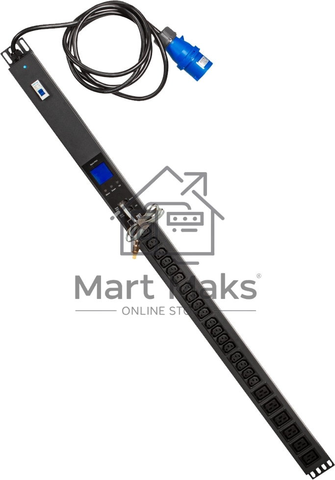 Блок распределения питания Lanmaster TWT-PDVMT1-6X18-32A верт.размещ. 6xC19 18xC13 с мониторингом 32A IEC 309 3м