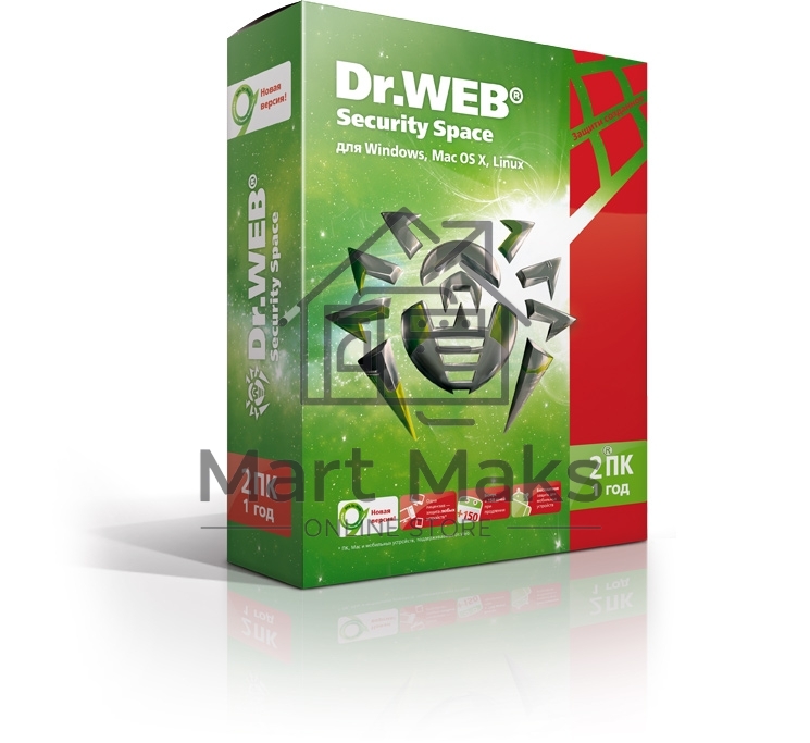 ПО DR.WEB Security Space 2 ПК/1 год (BHW-B-12M-2-A3)