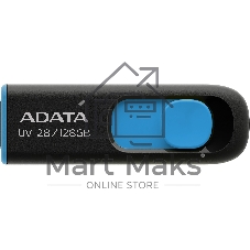 Флешка USB ADATA UV128 (AUV128-128G-RBE), 128Gb, USB 3.0, R/W 100/30, черный/синий