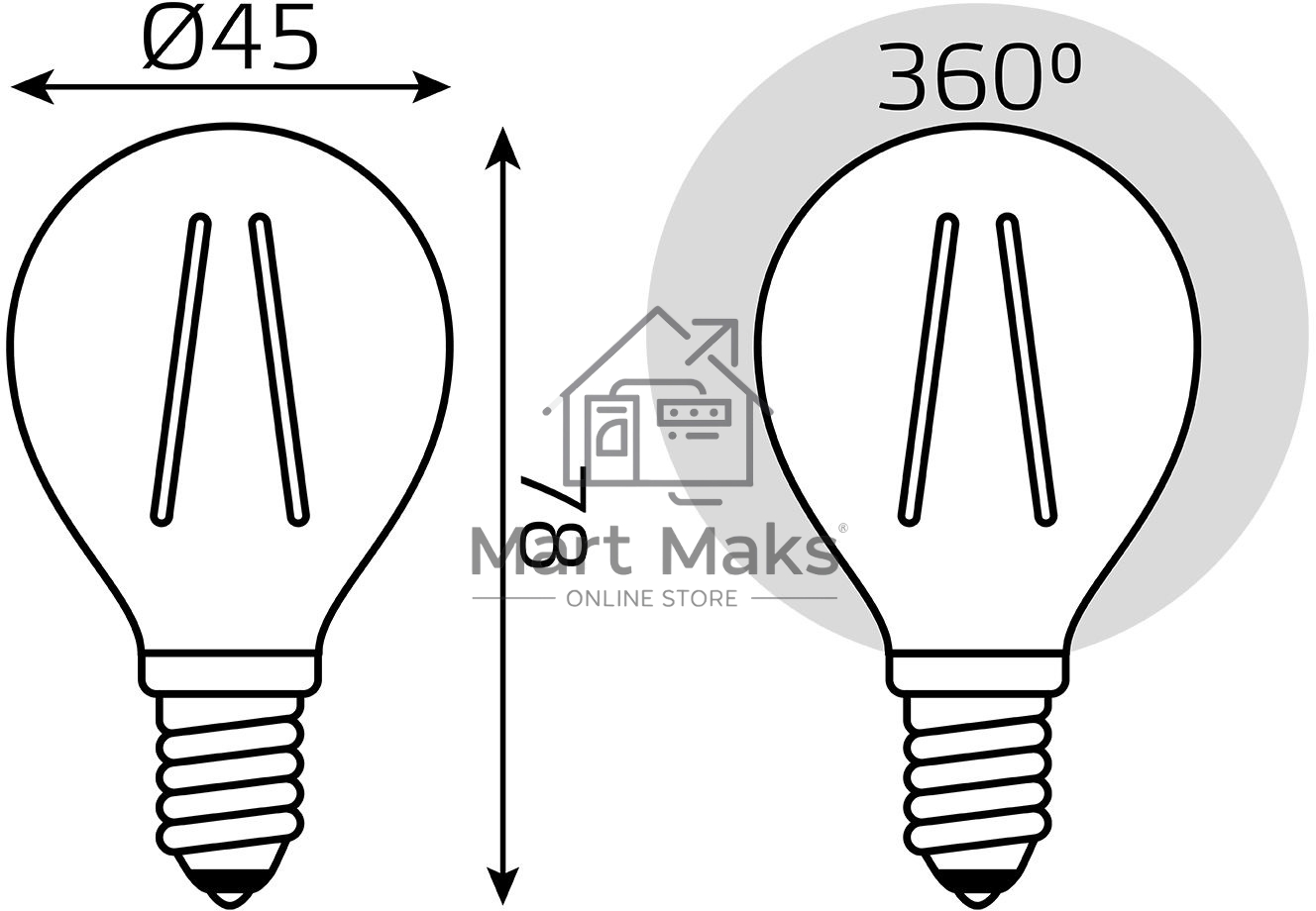 Лампа светодиодная Filament Шар E14 5Вт 4100К Gauss 105801205