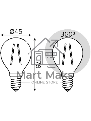 Лампа светодиодная Filament Шар E14 5Вт 4100К Gauss 105801205