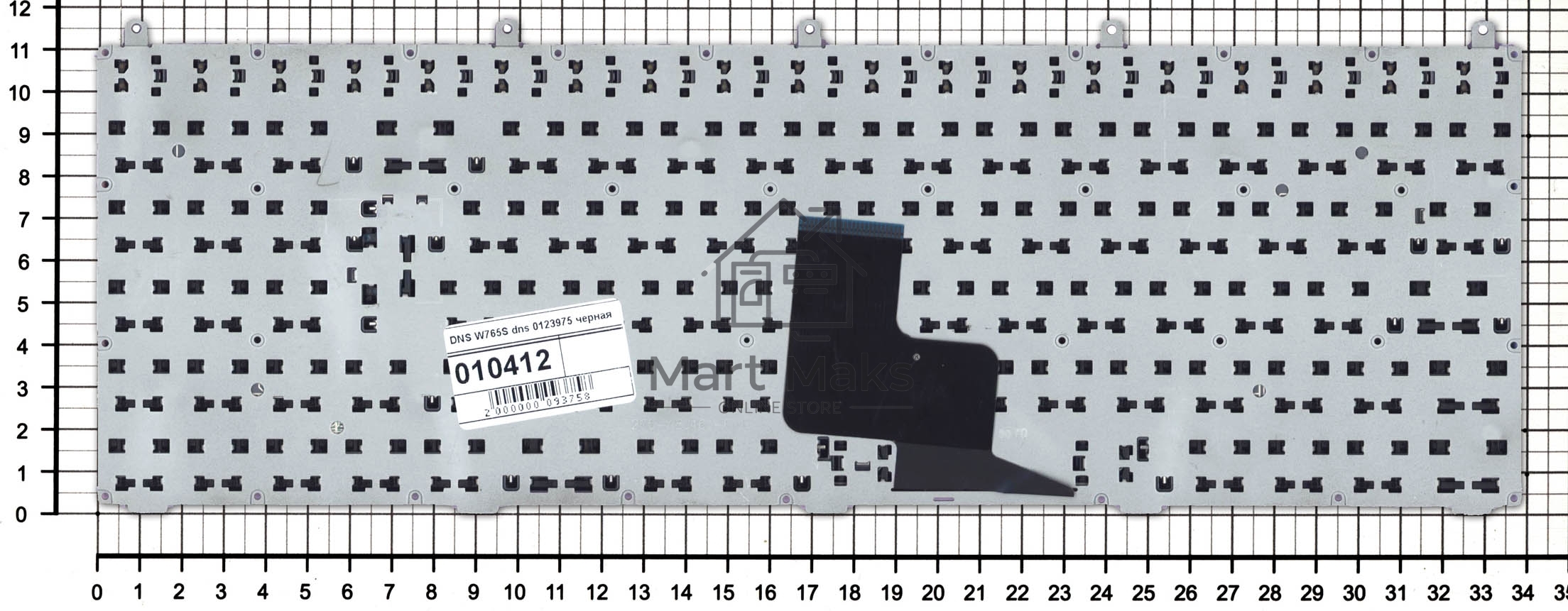 Клавиатура для ноутбука DNS W765S черная без рамки широкий Enter