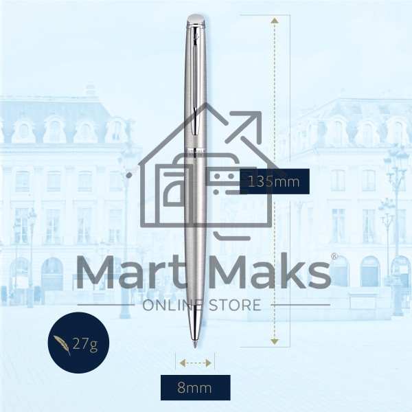 Ручка шариковая Waterman Hemisphere (CWS0920470) Steel CT M, синие чернила, подарочная коробка