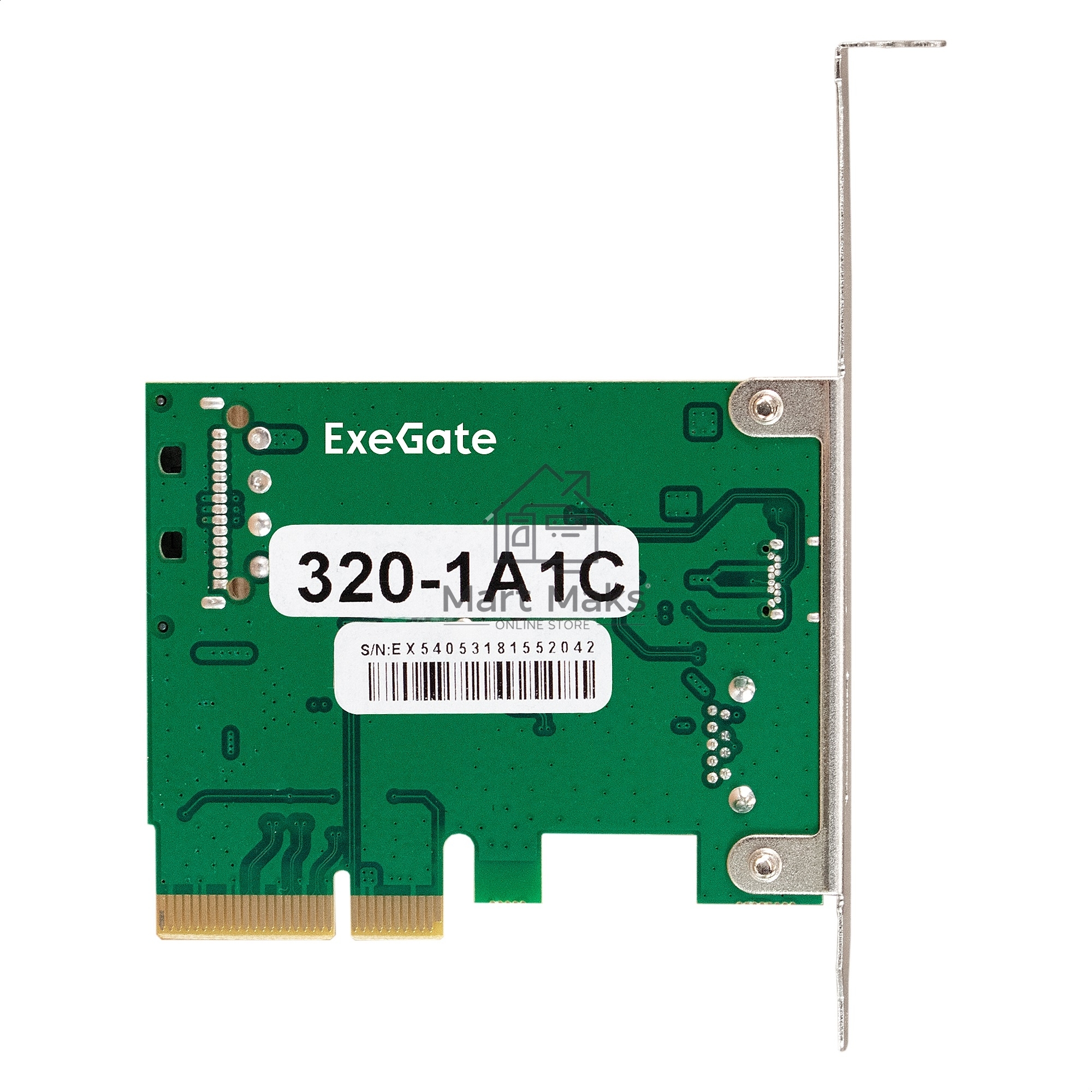 Контроллер ExeGate EXE-320-1A1C (PCI-E x4 v3.0, USB3.2 Gen2 1xType-A + 1xType-C ext., SuperSpeed+ скорость до 10 Гбит/с, разъем доп.питания, ASMedia Chipset ASM1142)
