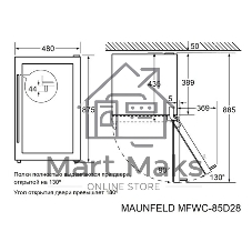Винный шкаф Maunfeld MFWC-85D28 черный, 80 л, 2 отсека, 28 бут., класс G