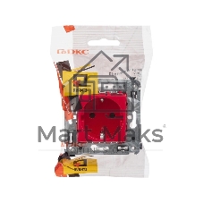 Розетка DKC Avanti 4401003 2P+E со шторками, красный квадрат