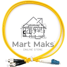 Патч-корд оптический Cabeus Tight Buffer, Duplex LC/FC, OS2 9/125, LSZH, 1м, Ø 3мм, чёрный хвостовик, жёлтый