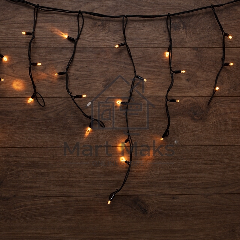 Гирлянда Neon-night Айсикл (Бахрома) светодиодная 5х0,7 м, 152 LED, черный провод каучук, теплое белое свечение