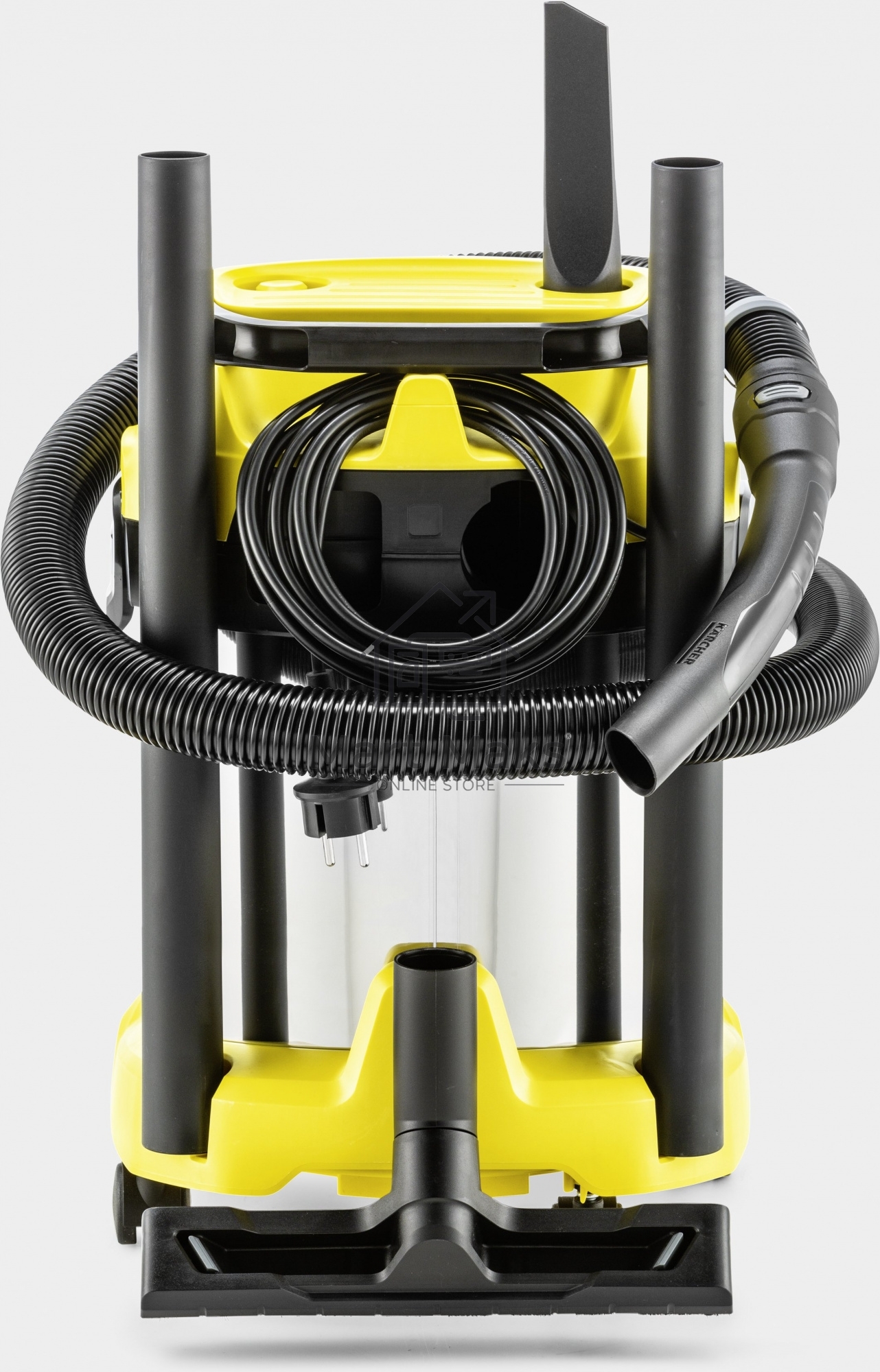 Строительный пылесос Karcher WD 3 S V-17/4/20 желтый, 1000 Вт, уборка сухая/сбор воды, пылесборник мешок/контейнер, 17 л