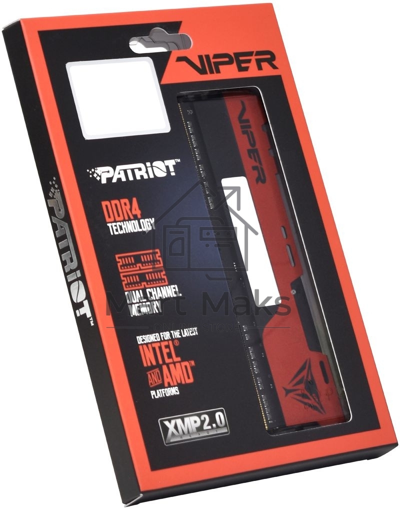 Оперативная память Patriot Viper Elite II, DDR4, 32GB (2x16 GB), 2666 MHz, CL16, DIMM, радиатор, красный