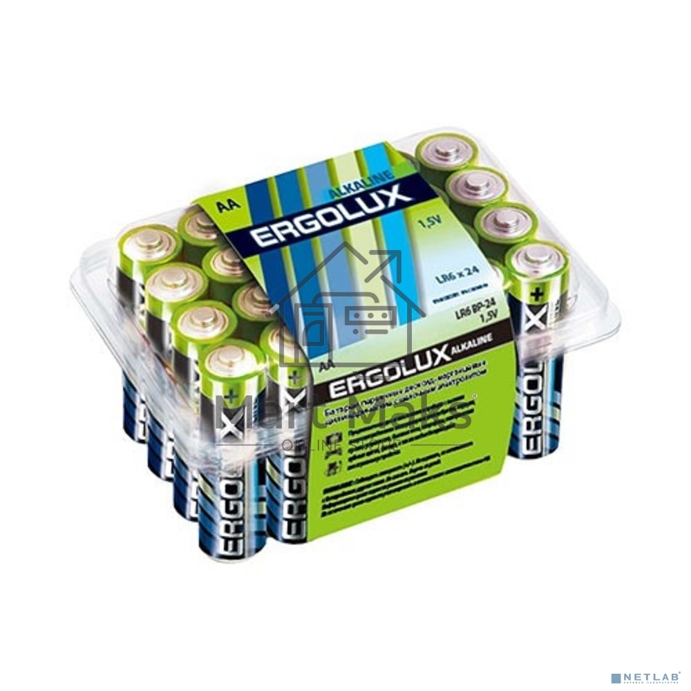 Элемент питания алкалиновый Ergolux LR6 Alkaline BP-24 (уп.24шт)