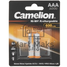 Аккумулятор Camelion AA- 600 mAh Ni-Cd BL-2 (NC-AA600BP2, аккумулятор,1.2В)