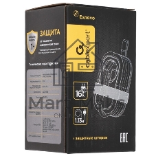 Удлинитель Cablexpert Exnovo mini, EXN-1-CU2-B-1.13, 1р, 16А, 1xType-C PD, 20 Вт, 2хUSB QC, 18Вт, 1.13м, ур.защиты 1+, черный, коробка