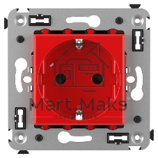 Розетка DKC Avanti 4401003 2P+E со шторками, красный квадрат