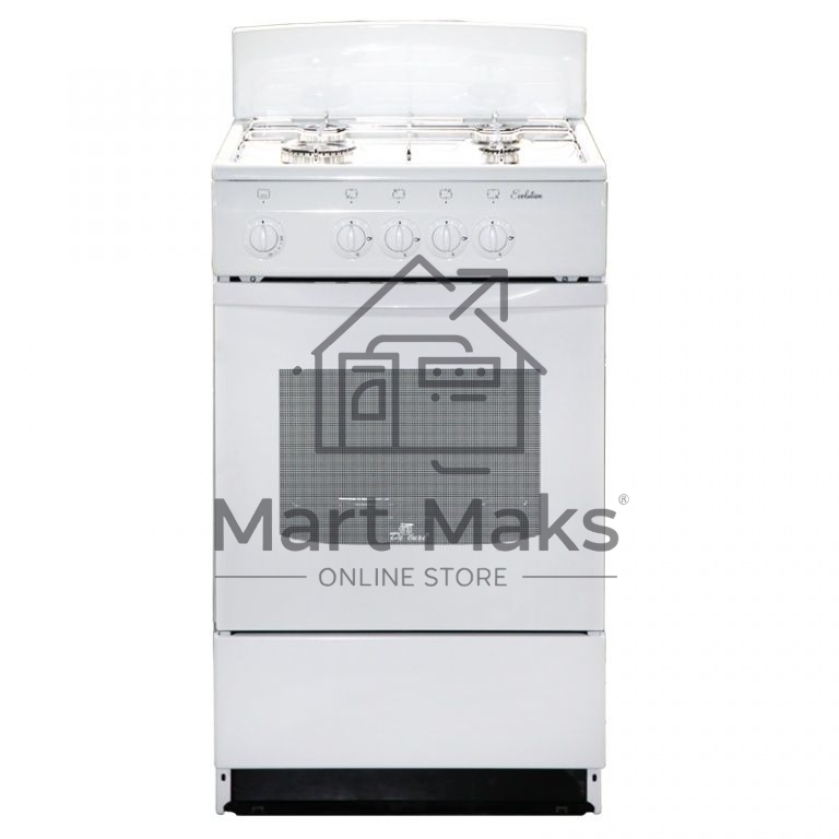 Плита газовая De Luxe 5040.45Г (Щ) -001 белый, конфорок 4 газовых, духовка 46 л, 50 см x 85 см x 50 см