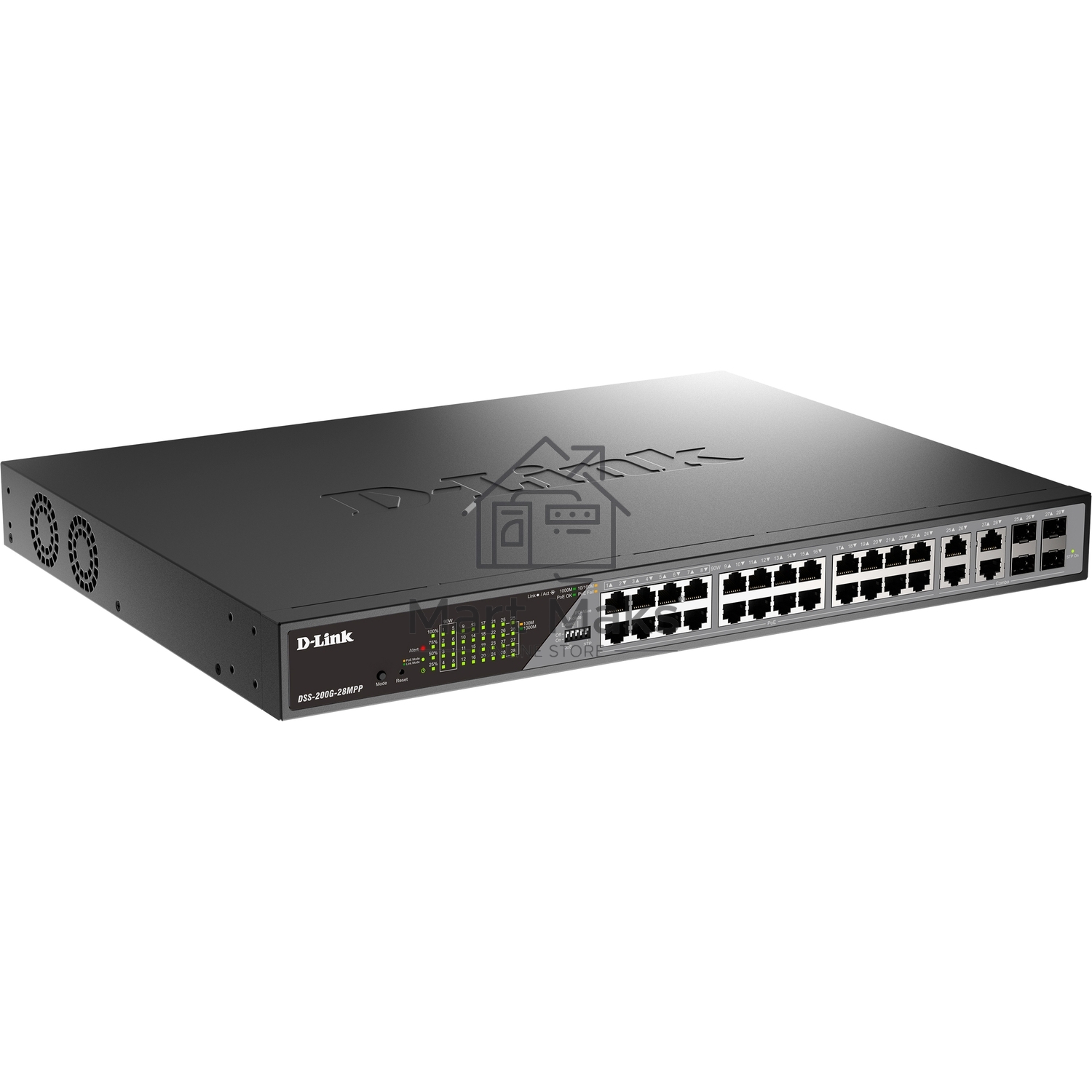 Сетевой коммутатор Smart L2 Surveillance Switch 24х1000Base-T PoE (8 PoE ports 802.3bt 90W), 4xCombo 1000Base-T PoE/SFP, PoE Budget 518W, Long-range PoE up to 250m