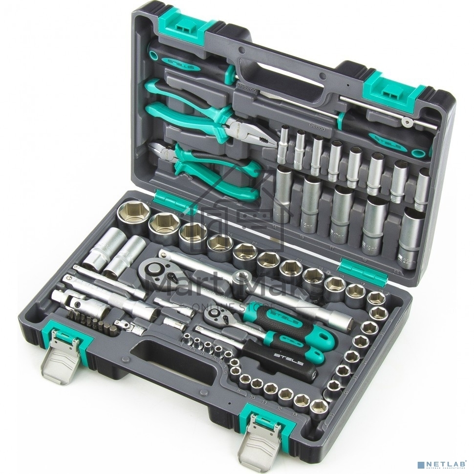 Набор инструментов STELS 141081/2'' 1/4'' CrV пластиковый кейс  69 предм.