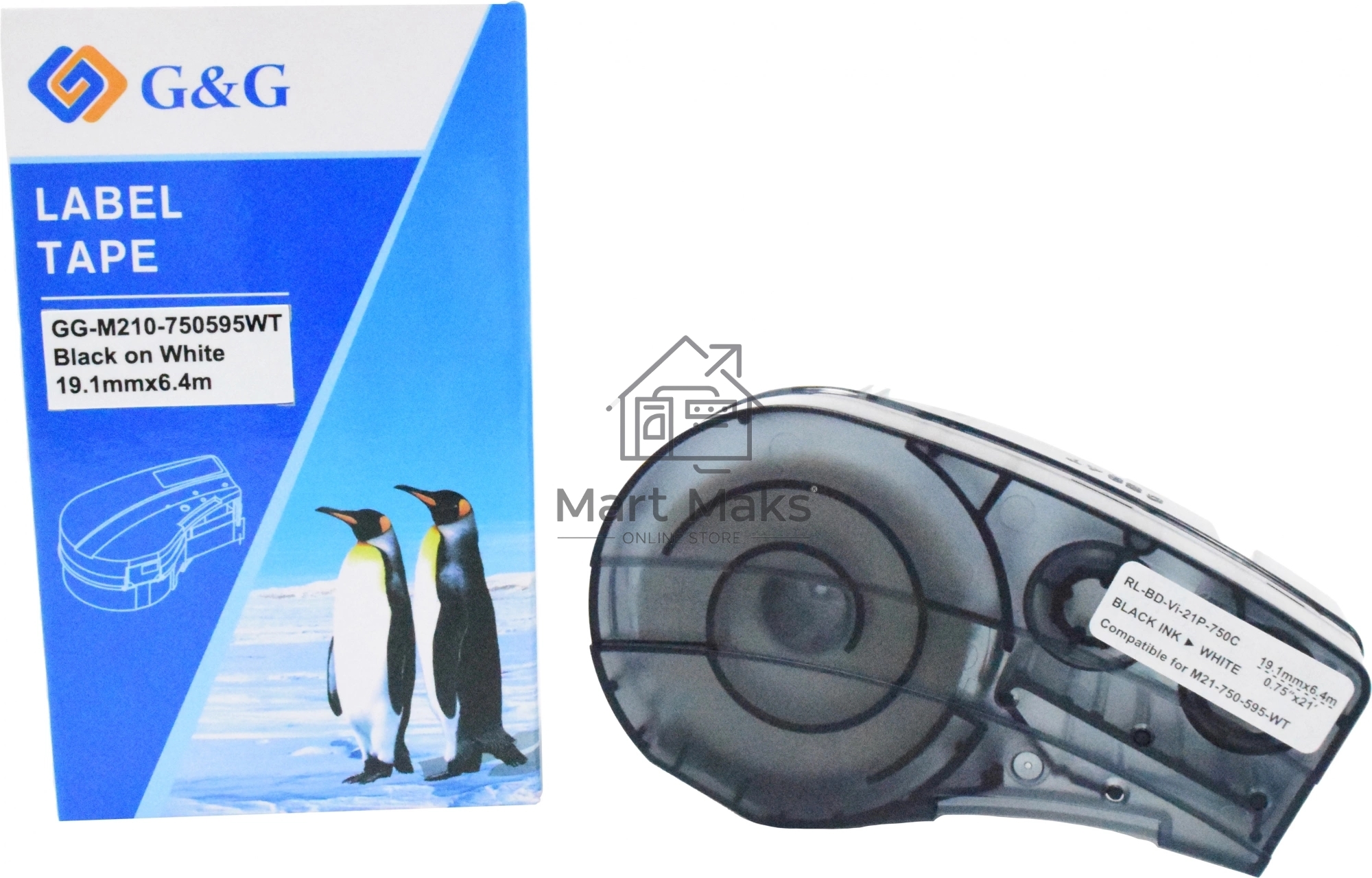 Картридж ленточный G&G GG-M210-750595WT черный на белом 19.1x6.4 для Brady M210/M211/M210-LAB