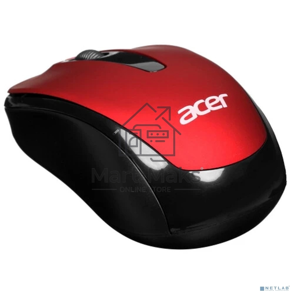 Мышь беспроводная Acer OMR136 красный, 1000 dpi, радиоканал, USB, кнопки - 3