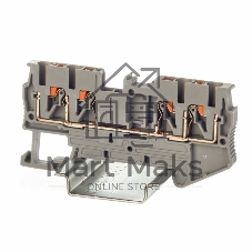 Клемма проходная VPR-2.5-QUATTRO-GY, зажим push-in, 4 точки подключения, 2.5 кв.мм, серый
