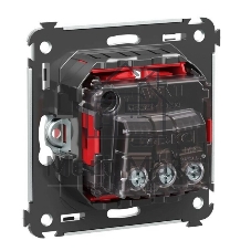 Розетка DKC Avanti 4401003 2P+E со шторками, красный квадрат