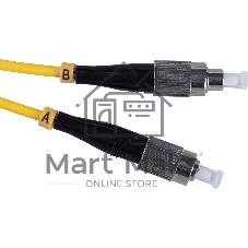 Патч-корд оптический Cabeus Tight Buffer, Duplex LC/FC, OS2 9/125, LSZH, 1м, Ø 3мм, чёрный хвостовик, жёлтый
