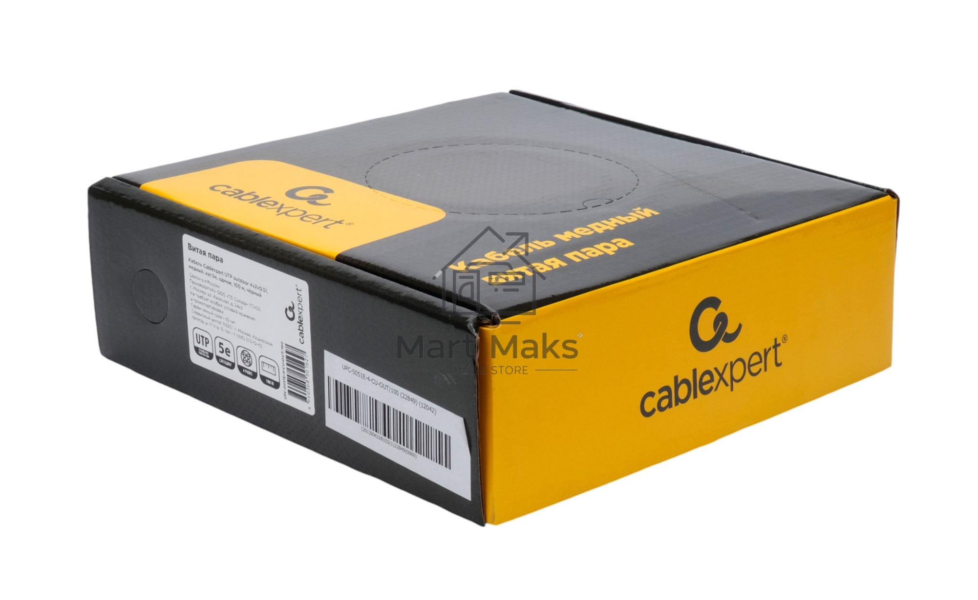 Кабель Cablexpert Россия, UPC-5051E-4-CU-OUT/100, UTP outdoor 4x2x0.51, медный, кат.5e, однож., 100м, box, черный