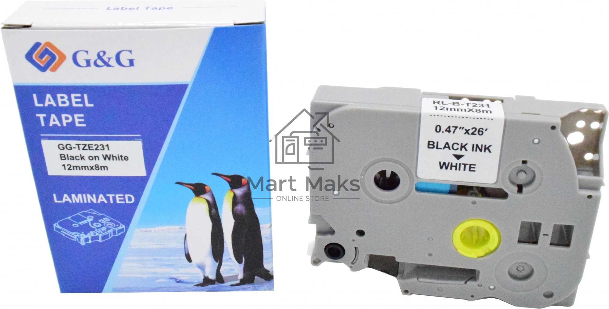 Картридж ленточный G&G GG-TZE231 черный на белом 12x8 для Brother 1010/1280/1280VP/2700VP
