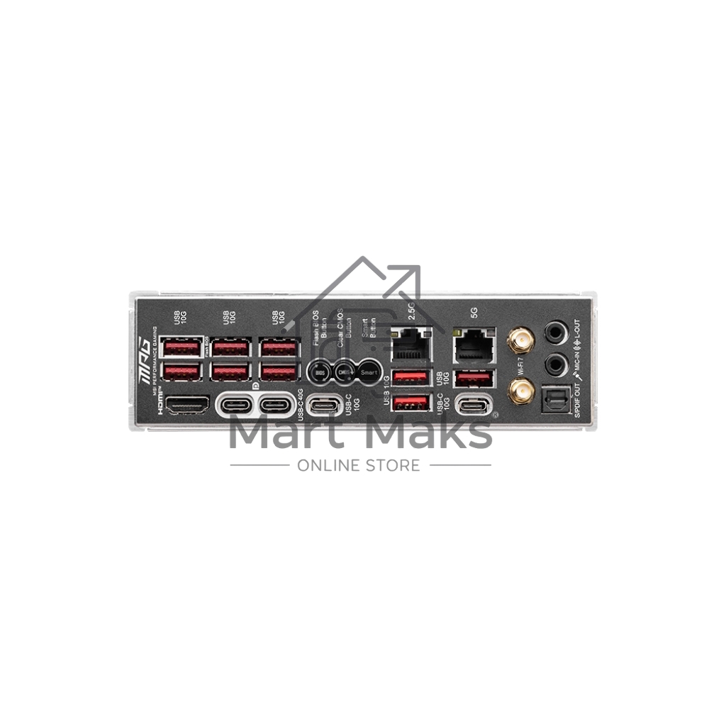 Материнская плата MSI MPG X870E CARBON WIFI, AM5, AMD X870E, 4xDDR5, 4xSATA, 4xM.2, 1xPCIe 5.0 x16, 1xPCIe 5.0 x4, 1xPCIe 4.0 x4, 1xHDMI, 2xUSB-C, 2x1Gb LAN, 9xUSB 3.2 Gen 2, 2xUSB4, 2x3.5 мм, 7.1, ATX