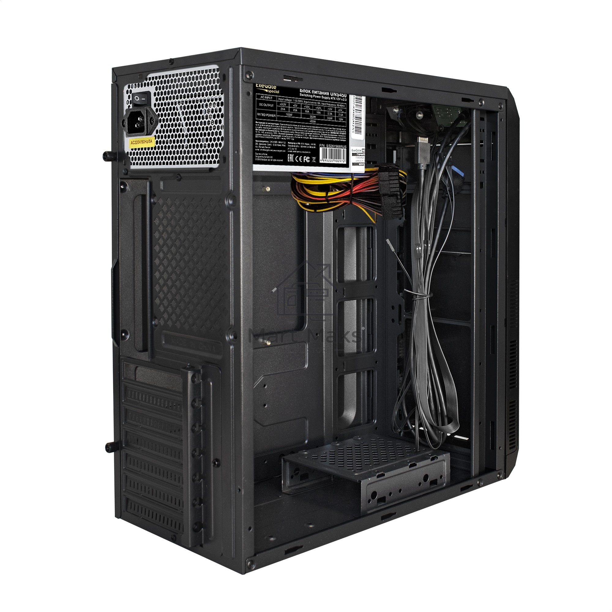 Компьютерный корпус Miditower ExeGate XP-334UC-UNS450 (ATX, БП UNS450 с вент. 12см, 1*USB+1*USB3.0+1*TypeC, аудио, черный)