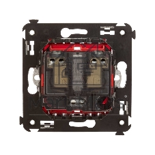 Розетка DKC Avanti 4401003 2P+E со шторками, красный квадрат