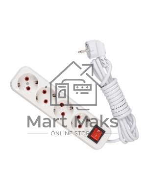 Удлинитель 4х2м с заземл. 16А IP20 с выкл. Lezard 720-0402-402