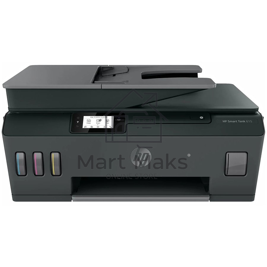 МФУ струйный HP Smart Tank 615 AiO (Y0F71A), A4, цветной, печ. до 22 стр/мин. (ч/б) до 16 стр/мин. (цвет), скан. до 5 стр/мин. (ч/б) 3 стр/мин. (цвет), 1200 x 1200 dpi (ч/б печать, скан.) 1200 x 4800 dpi (печать цвет), USB, Wi-Fi, BlueTooth, Air Print, Mo