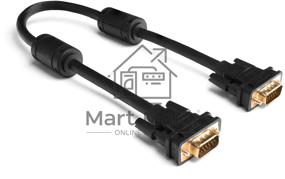 Кабель Greenconnect SVGA 7.0м черный, позолоченные контакты, ферритовые кольца, OD8.0mm. 15M / 15M Premium GCR-VM2VM2-7.0m, 28/28 AWG, двойной экран