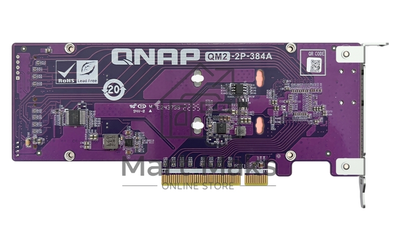 Плата расширения QNAP QM2-2P-384A  2 x M.2 22110 or 2280 PCIe (Gen3 x 4) NVMe SSD slots. Low-profile flat and Full-height brackets included.
