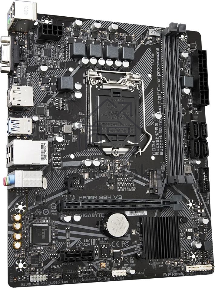 Материнская плата Gigabyte H510M S2H V3 (V2.0), LGA 1200, Intel H470, 2xDDR4, 4xSATA, 1xM.2, 1xPCIe 3.0 x16, 1xDP, 1xHDMI, 1xVGA, 1x 1Gb LAN, 2xUSB-A 3.2 Gen 1, 4xUSB-A 2.0, 3x 3.5 мм, 7.1, mATX