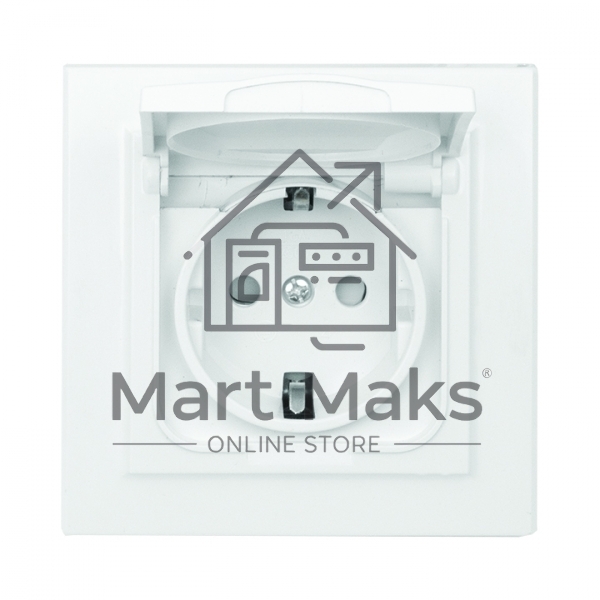 Розетка 1-мест. СП с/з с крышкой 16А белый с защ. штор. IP44 EKF ERR16-029-100-44 EKF Минск