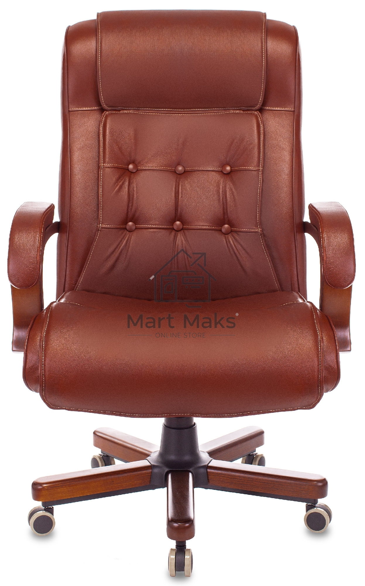 Кресло руководителя Бюрократ T-9926WALNUT светло-коричневый Leather Eichel, кожа, крестовина металл/дерево