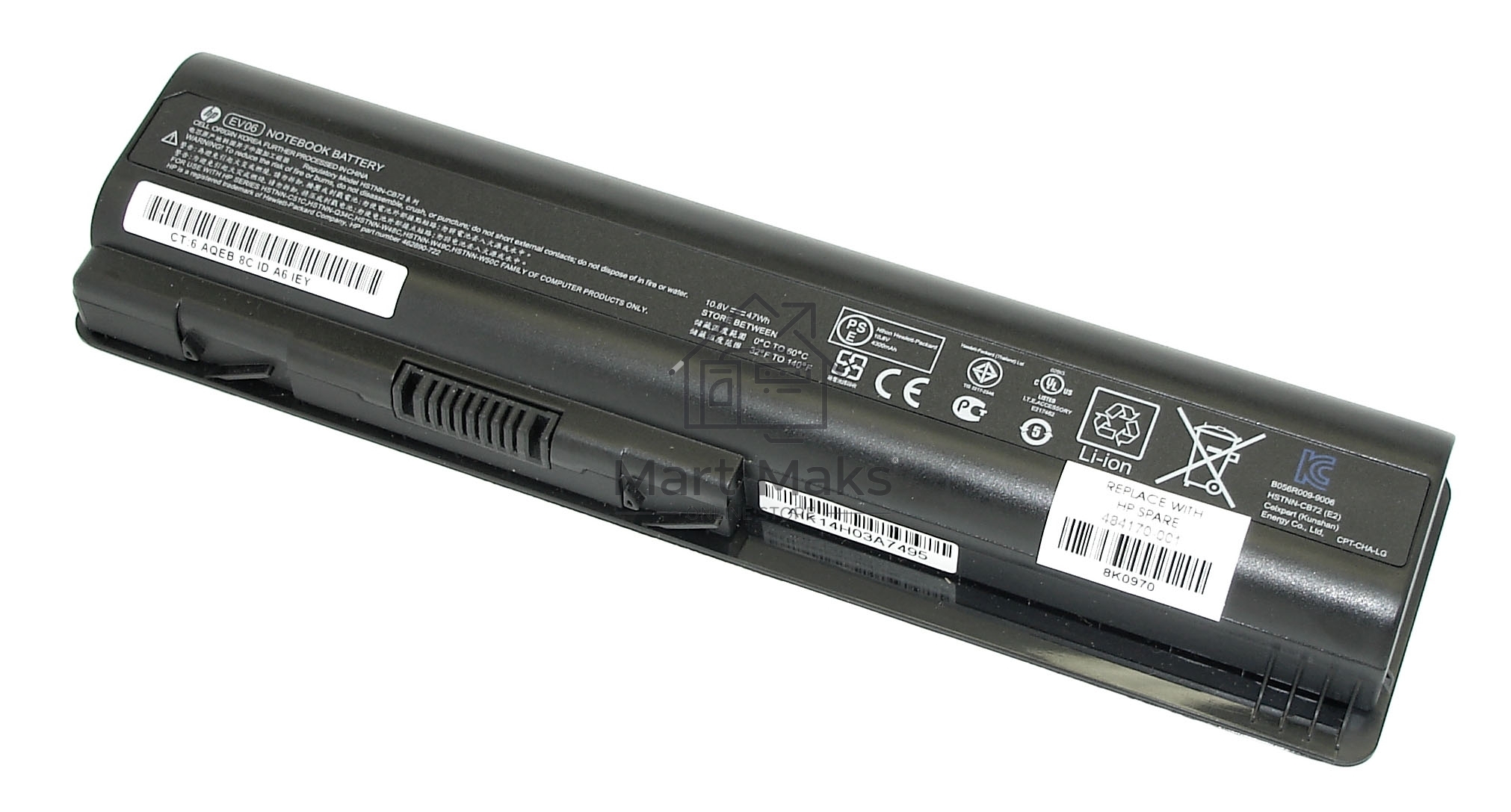 Аккумуляторная батарея для ноутбука HP Pavilion DV4, Compaq CQ40 (HSTNN-CB72) 47Wh черная