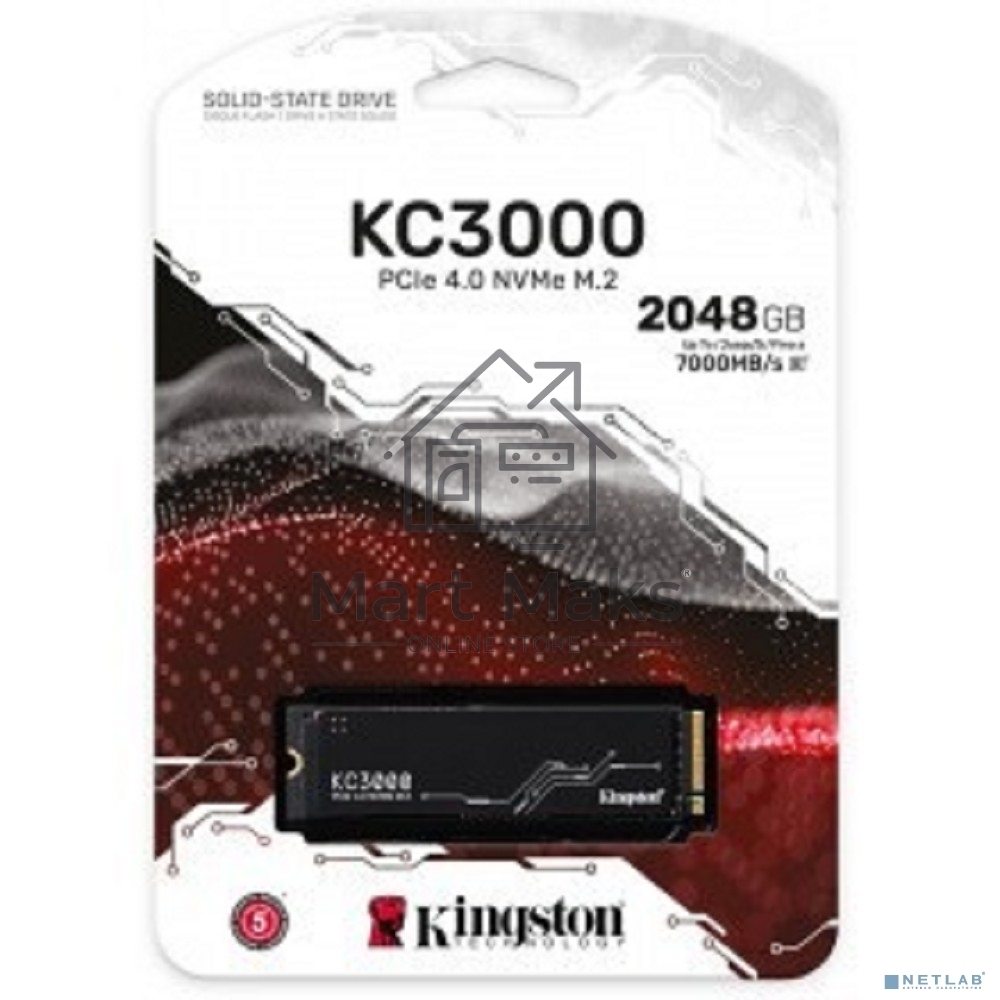 Накопитель SSD Kingston KC3000, 2Tb, PCIe 4.0 x4, M.2 2280, NVMe, R/W 7000/7000, с радиатором