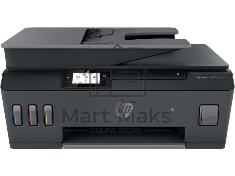 МФУ струйный HP Smart Tank 615 AiO (Y0F71A), A4, цветной, печ. до 22 стр/мин. (ч/б) до 16 стр/мин. (цвет), скан. до 5 стр/мин. (ч/б) 3 стр/мин. (цвет), 1200 x 1200 dpi (ч/б печать, скан.) 1200 x 4800 dpi (печать цвет), USB, Wi-Fi, BlueTooth, Air Print, Mo