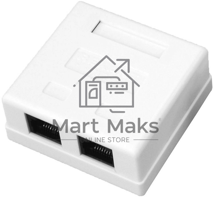 Розетка компьютерная 2-м ОП RJ45 CAT.5E бел. Rexant 03-0151