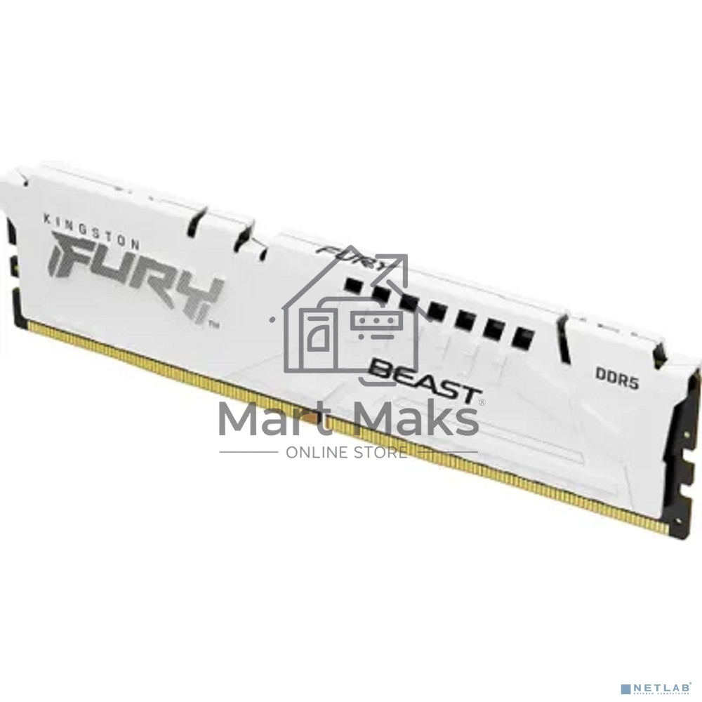 Оперативная память Kingston Fury Beast, DDR5, 16GB (1x16GB), 5600MHz, CL36, DIMM, с радиаторами, белый