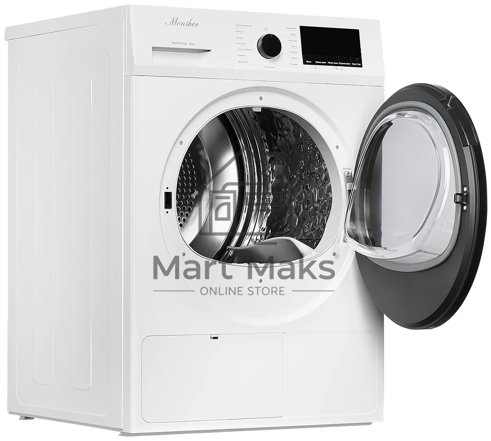 Сушильная машина MONSHER MDM 630 Blanc белый, 8 кг, сушка - тепловой насос, программ - 15, 59.5 x 84.5 x 58.5 см