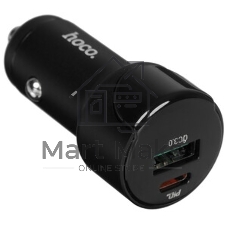 Автомобильная зарядка (от прикуривателя) HOCO Z42, PD20, QC3.0, один порт USB, один порт Type-C, черный