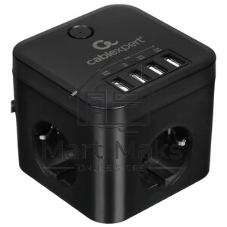 Сетевой фильтр Cablexpert Cube CUBE-3-U4-B-1.5, 3 р, 10А, 4хUSB, 1.5 м, ур.защиты 4+, черный, коробка